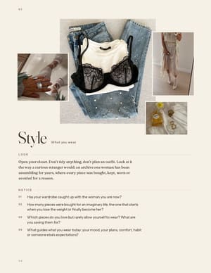 Style chapter opening: clothes, jewelry and fabric arranged around the title.